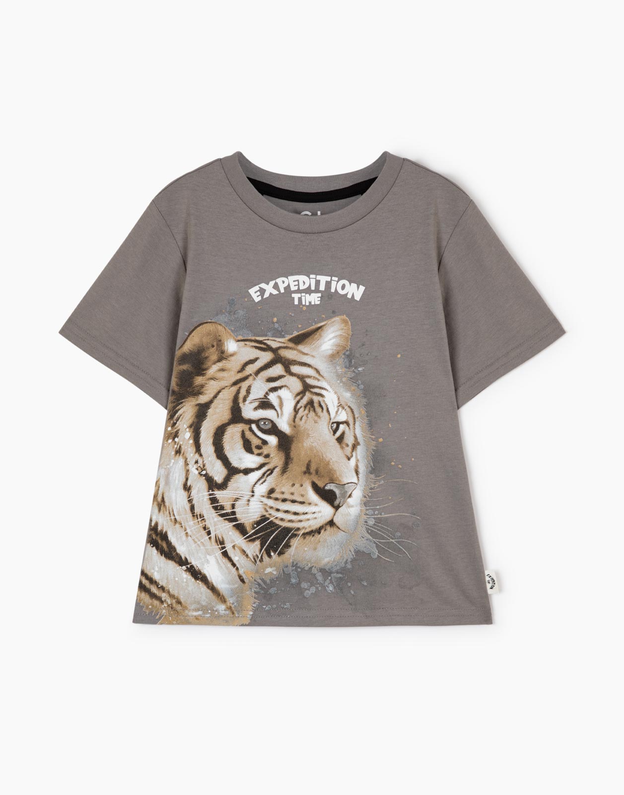 Серая футболка с тигром для мальчика 12мес/80