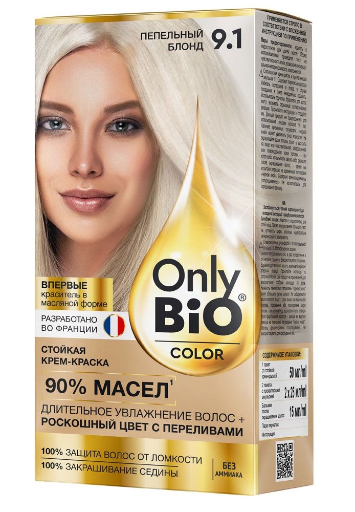 фото Краска для волос фитокосметик only bio color only bio color 9.1 платиновый блонд, 50 мл fito косметик