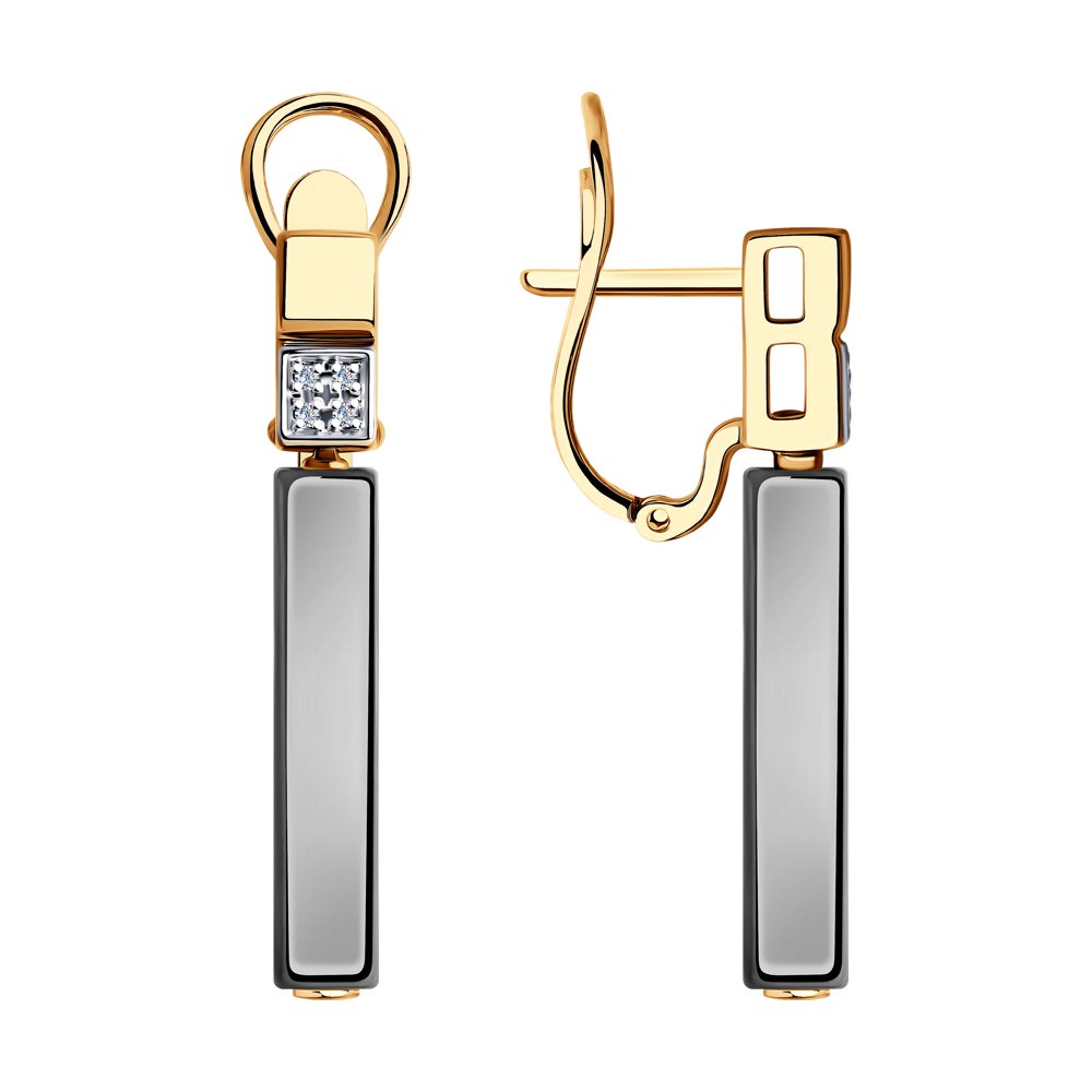 

Серьги подвески из красного золота SOKOLOV Diamonds 6025120, бриллиант/керамика, 6025120