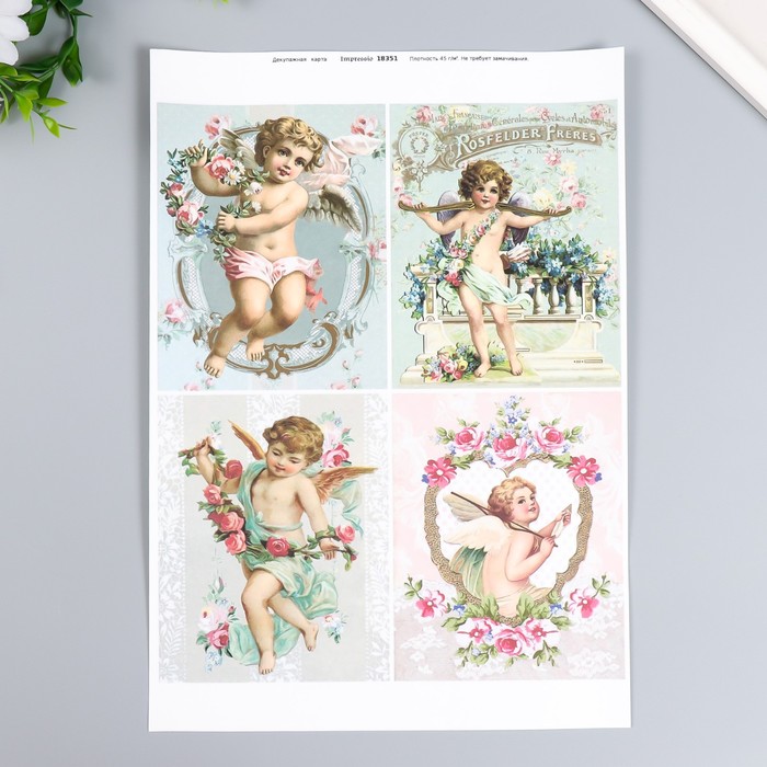 

Декупажная карта "Ангелочки" формат А4, плотность 45г/м2