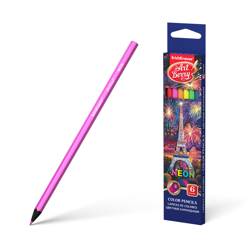 

Цветные карандаши шестигранные ArtBerry Neon 6 цветов