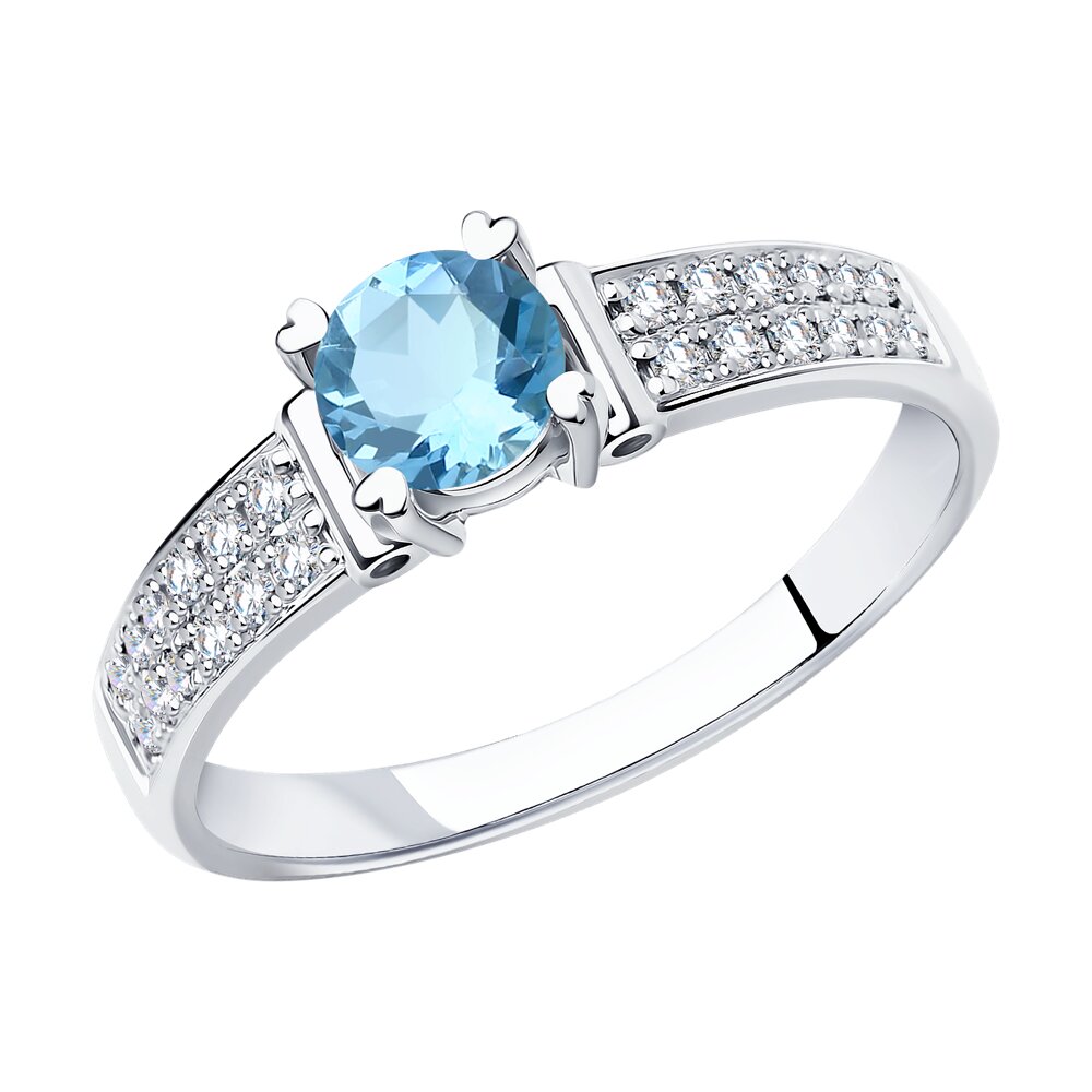 

Кольцо из золота р. 17,5 SOKOLOV Diamonds 6014328-3, бриллиант\аквамарин, 6014328-3