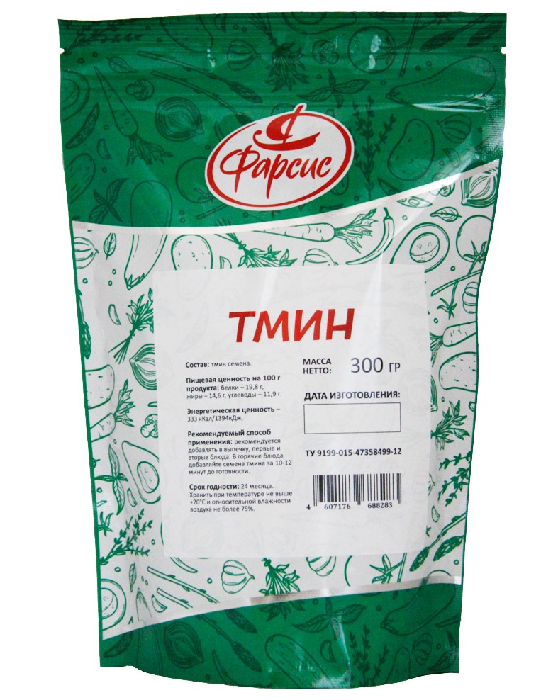 

Тмин Фарсис семена 300 гр, Тимин 300 гр дой-пак