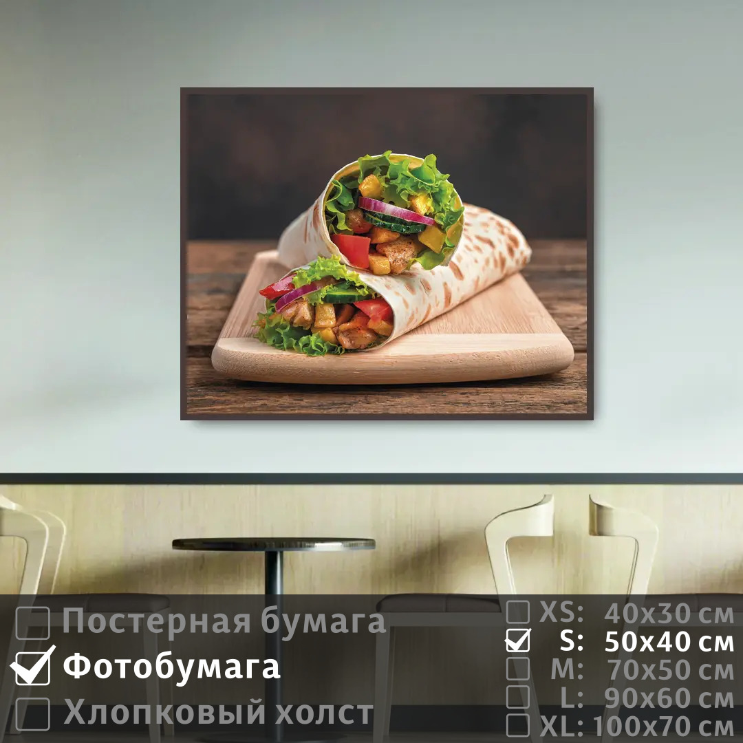 

Постер на фотобумаге ПолиЦентр Шаурма для кафе 50х40 см, ШаурмаДляКафе
