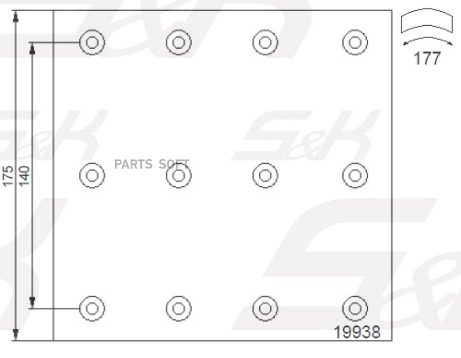 Накладки Тормозные 19090/19938 Std 410X175 (93680 / L10 6.35X15.9 96) С Заклепками