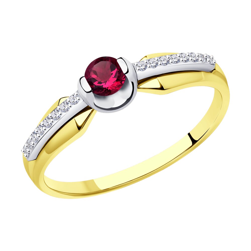 

Кольцо из комбинированного золота р. 17 Diamant 53-210-01504-2, бриллиант/рубин, 53-210-01504-2