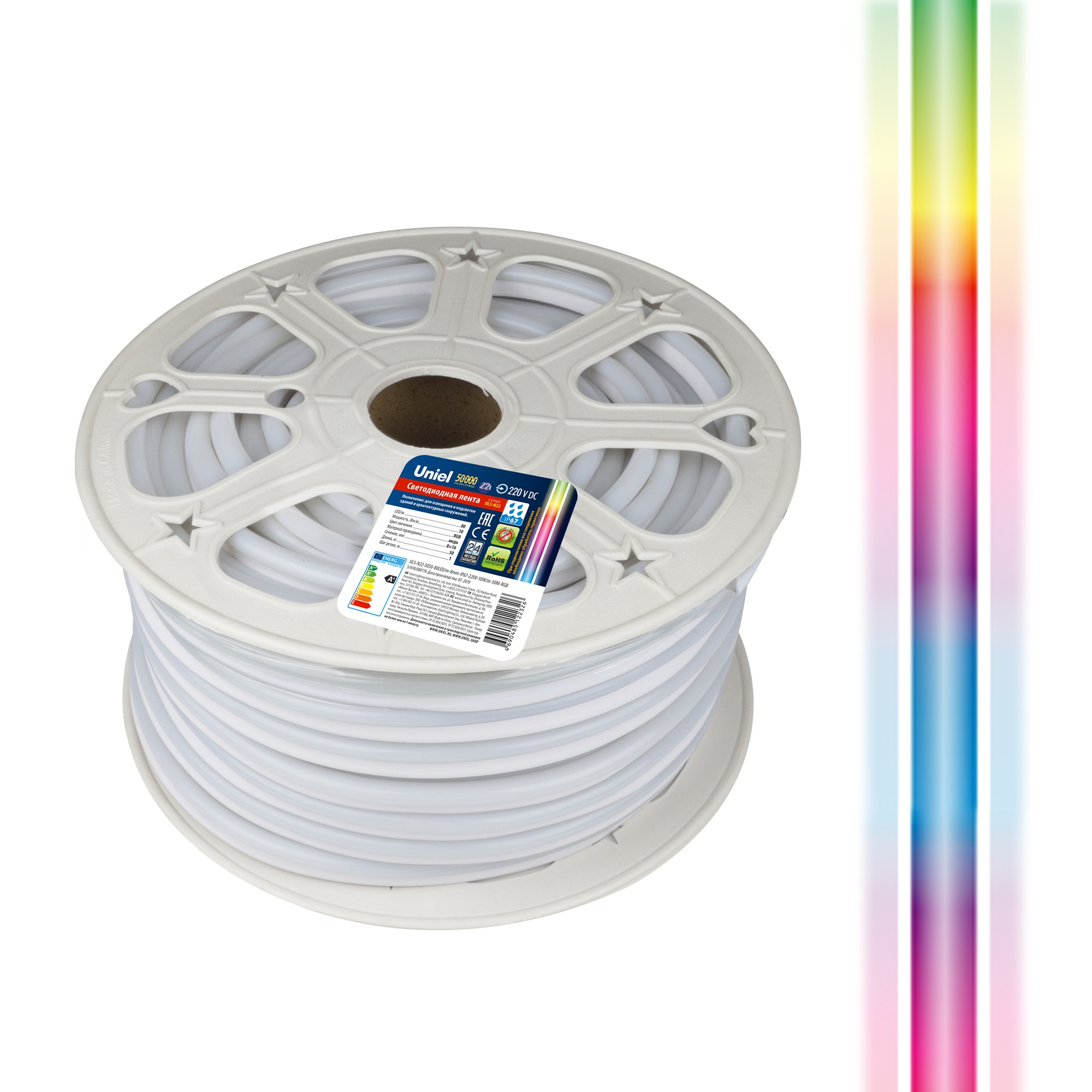 

Лента неоновая светодиодная 220V 80 LED1м RGB 10Wm IP67 8мм Uniel