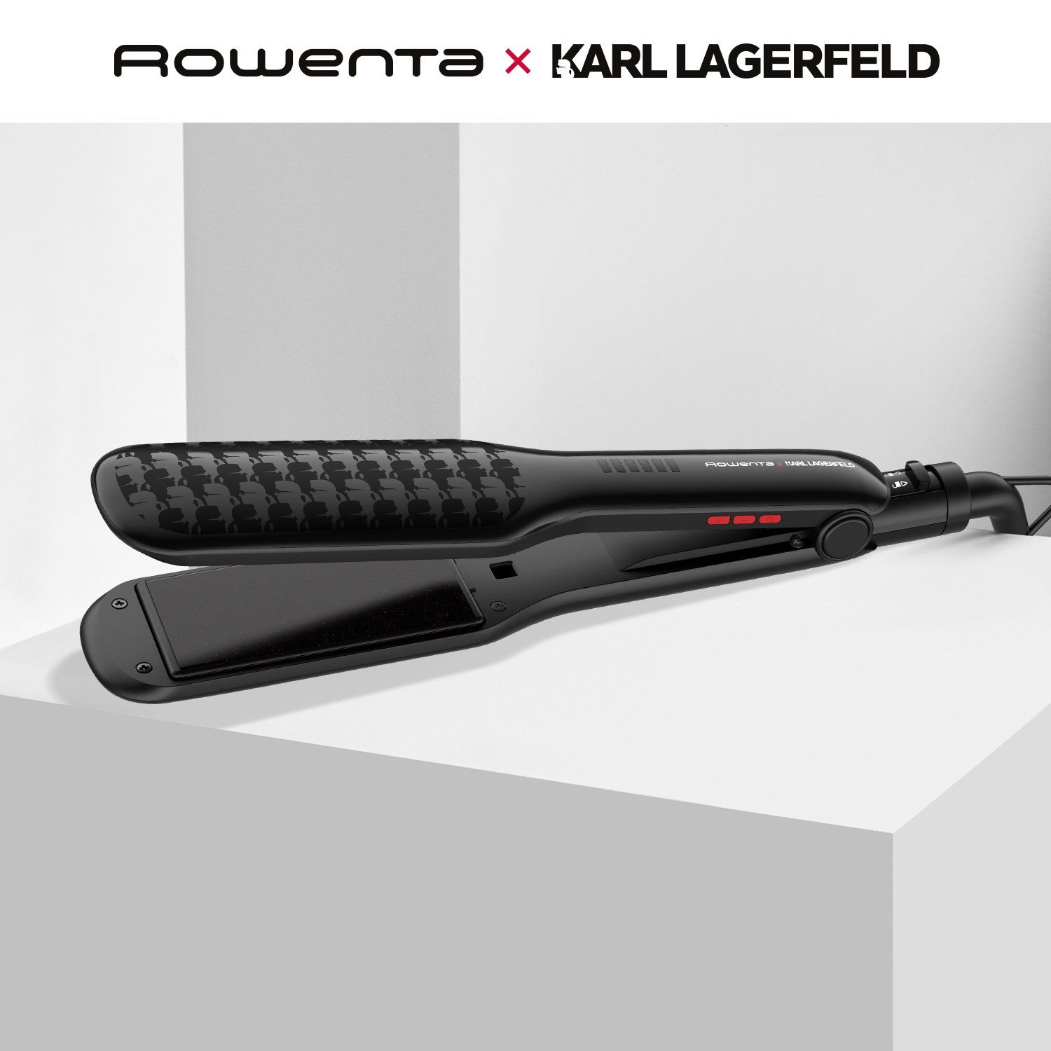 Выпрямитель волос Rowenta x Karl Lagerfeld Extra Liss SF411LF0, черный стайлер для волос karl lagerfeld cf471lf0