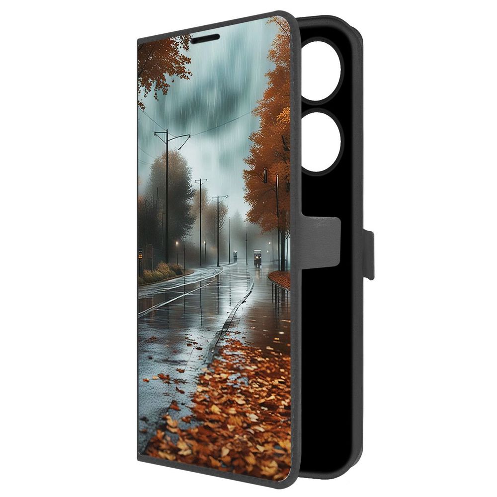 

Чехол-книжка Krutoff Eco Book для Xiaomi Redmi Note 13 Pro 4G Осенний дождь (черный)