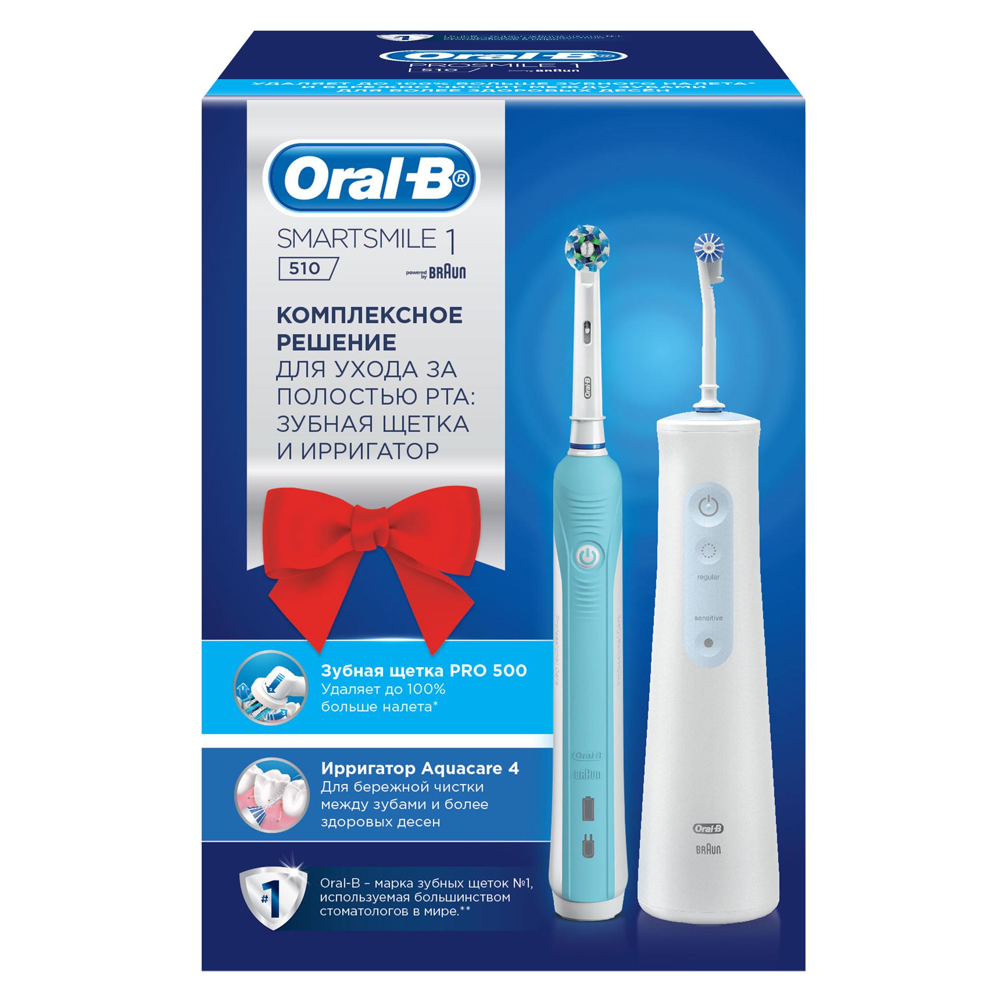 фото Набор электрическая зубная щетка oral-b pro 1 500 + ирригатор aquacare 4