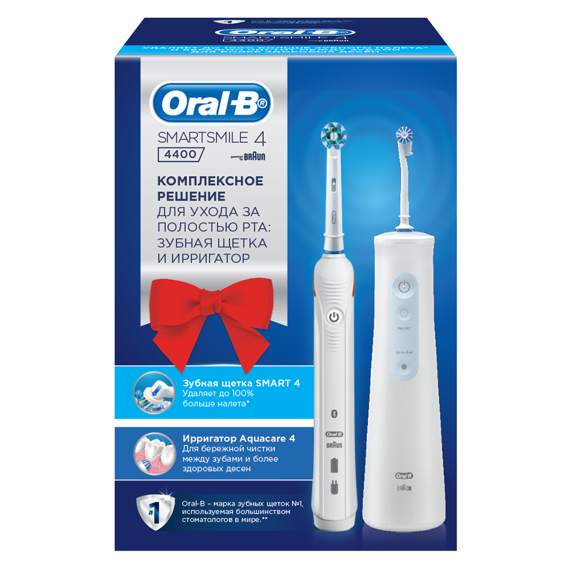 фото Электрическая зубная щетка braun oral-b smart 4 + ирригатор aquacare 4