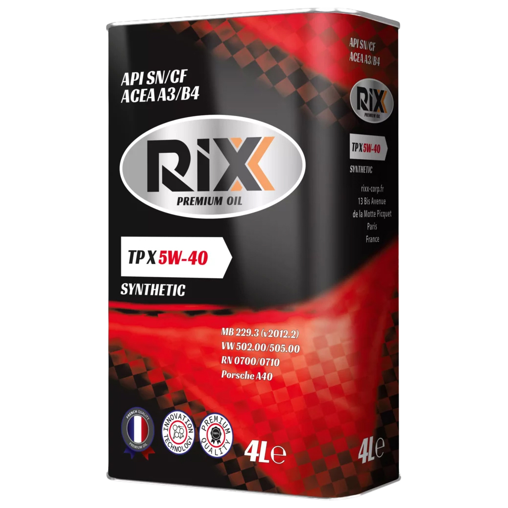 Моторное масло RIXX синтетическое TP X 5W40 SN/CF ACEA A3/B4 4л