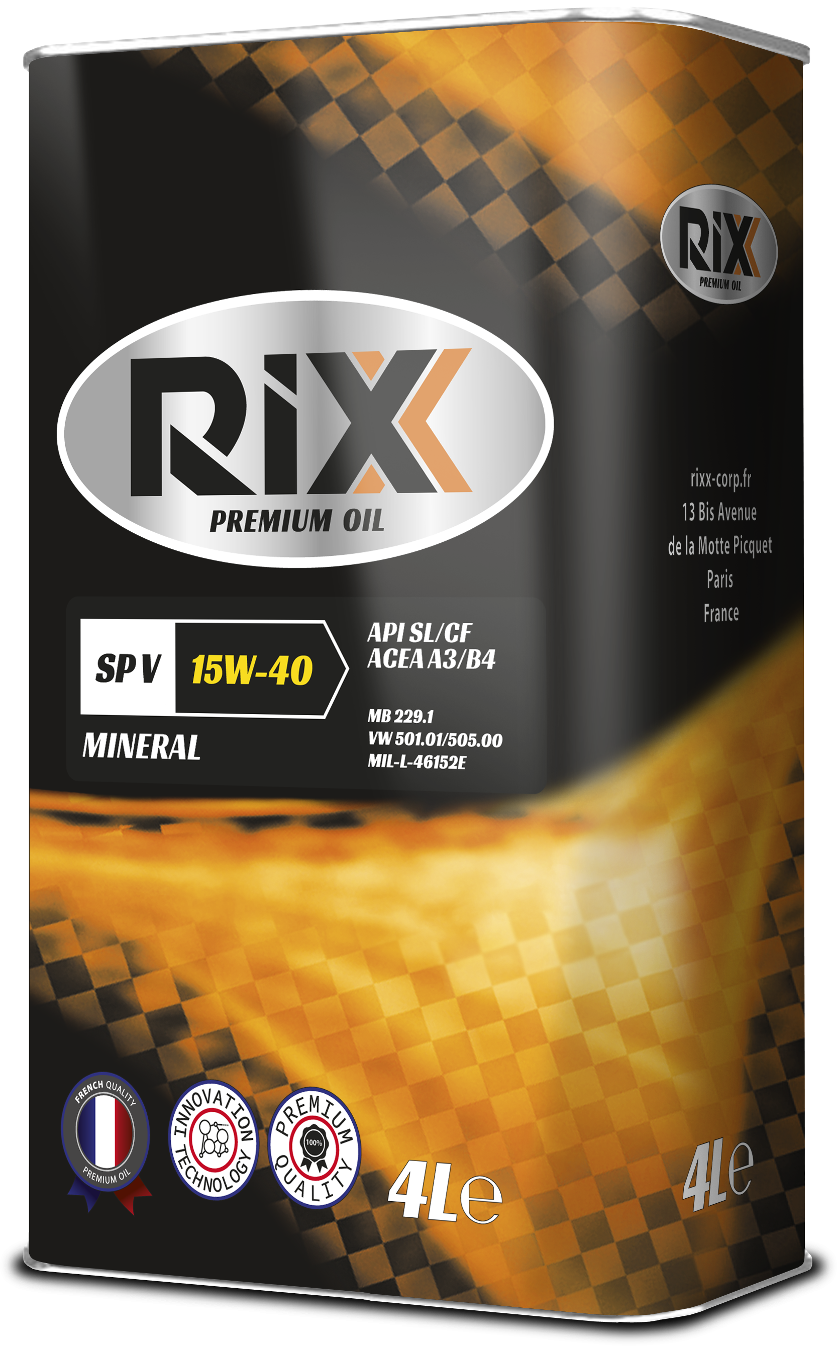 фото Rixx rx0002spv масло моторное минеральное rixx sp v 15w-40 api sl/cf acea a3/b4 4 л