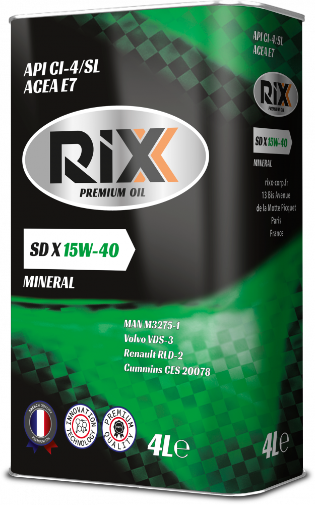 Моторное масло RIXX минеральное SD X 15W-40 CI-4/SL E7 4л