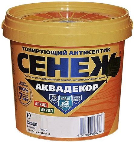 

Антисептик Тонирующий Сенеж Аквадекор 0.9кг Черешня для Наружных и Внутренних Работ., Красный