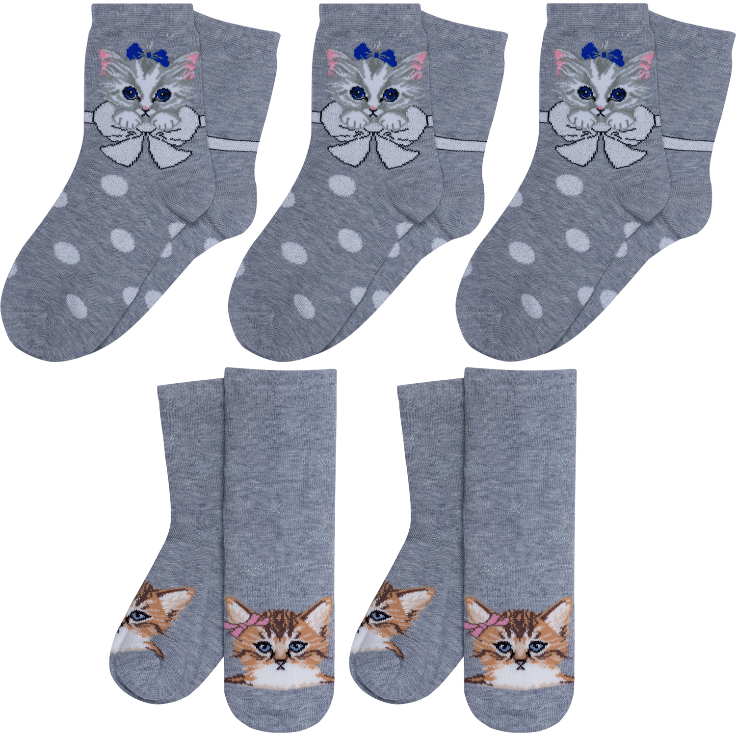 

Носки для девочек Rusocks 5-Д3-13030 цв. серый; белый р. 24, 5-Д3-13030