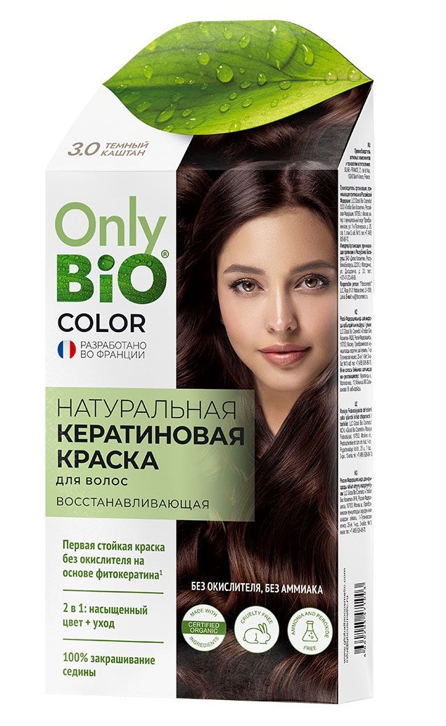 Краска для волос Фитокосметик Only Bio Color 3.0 Темный каштан, 50 мл деми перманентный краситель для волос view 60113 6 18 пепельно зеленоватый темный блонд 60 мл