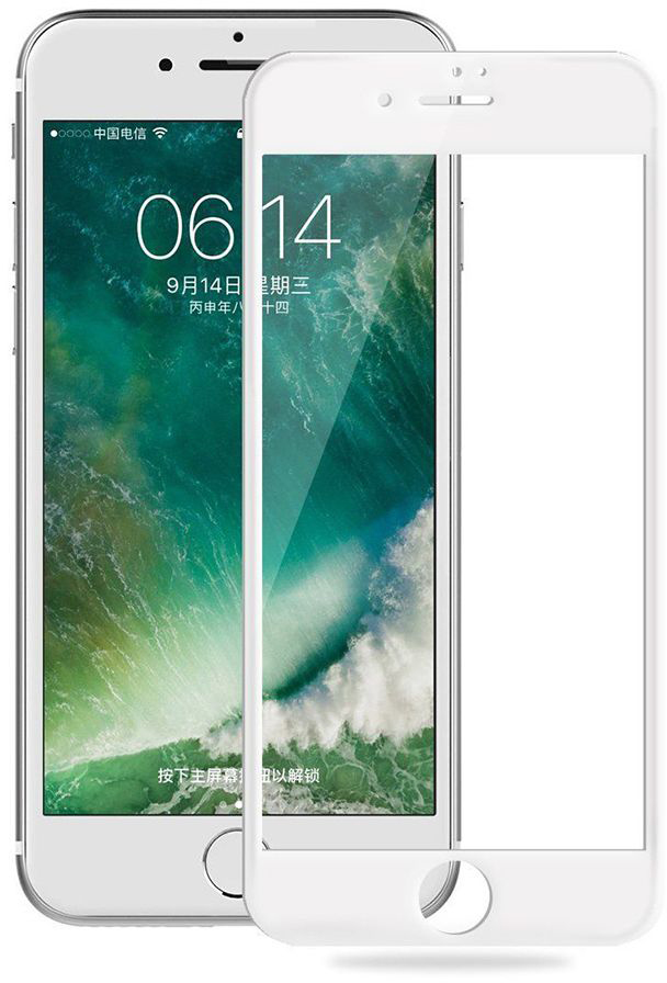 

Противоударное защитное стекло для Apple iPhone 7 / 8 6D 0.3mm (Белая рамка)
