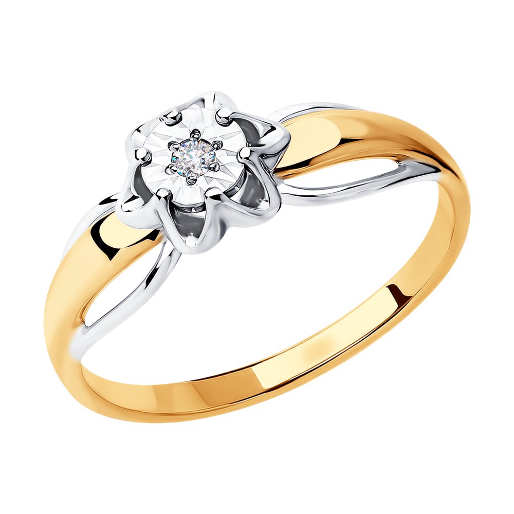 

Кольцо из комбинированного золота с бриллиантом р. 19 Diamant 51-210-00024-1, 51-210-00024-1