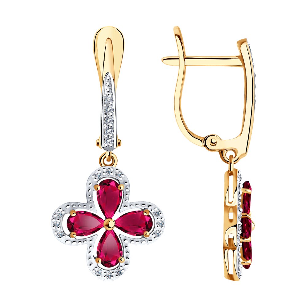 

Серьги подвески из красного золота с бриллиантом/рубином SOKOLOV Diamonds 4020418, 4020418