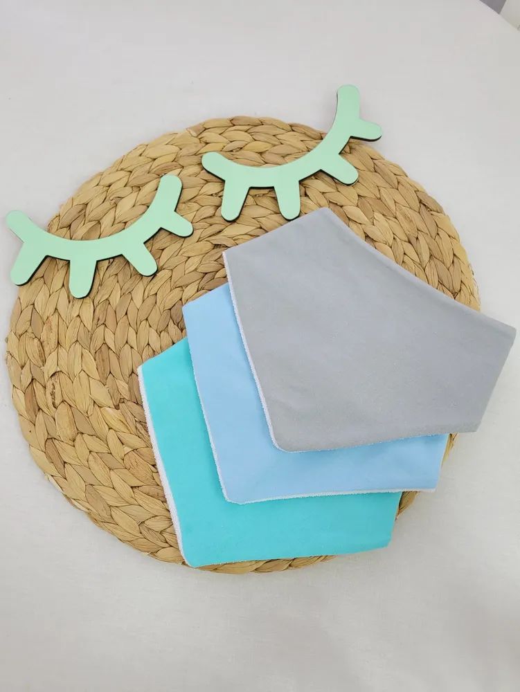 Нагрудники непромокаемые Мятный,серый,голубой 3шт