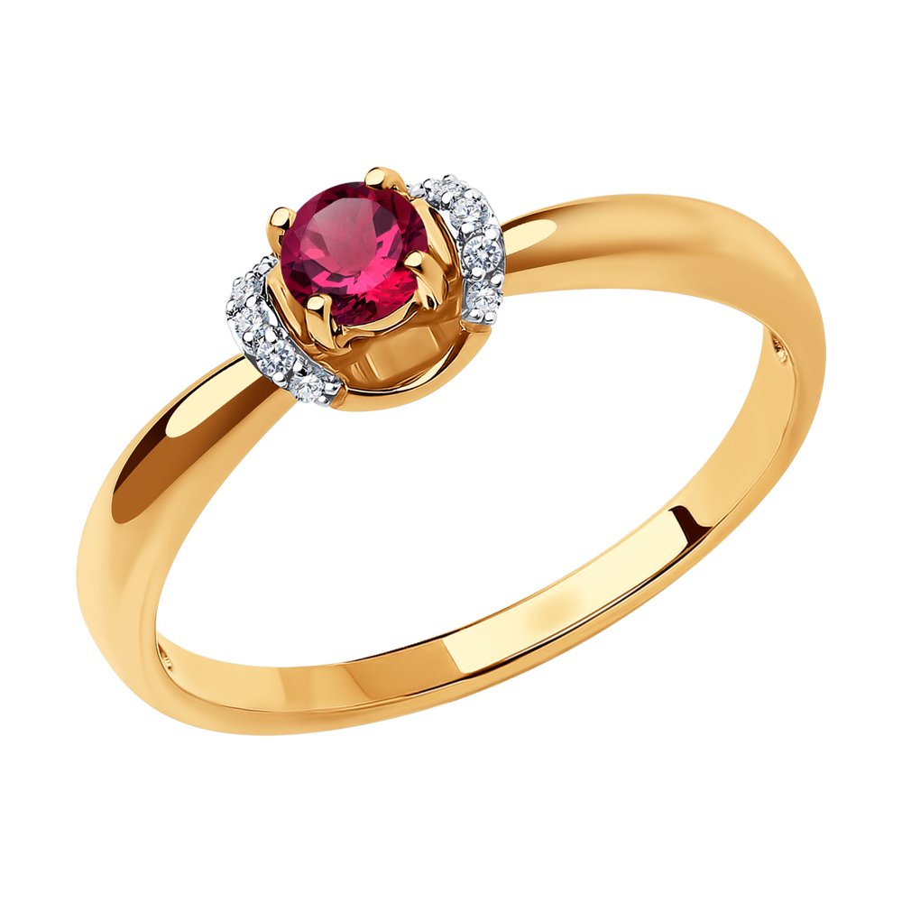 

Кольцо из красного золота с бриллиантом/рубином р.  SOKOLOV Diamonds 4010668, 4010668