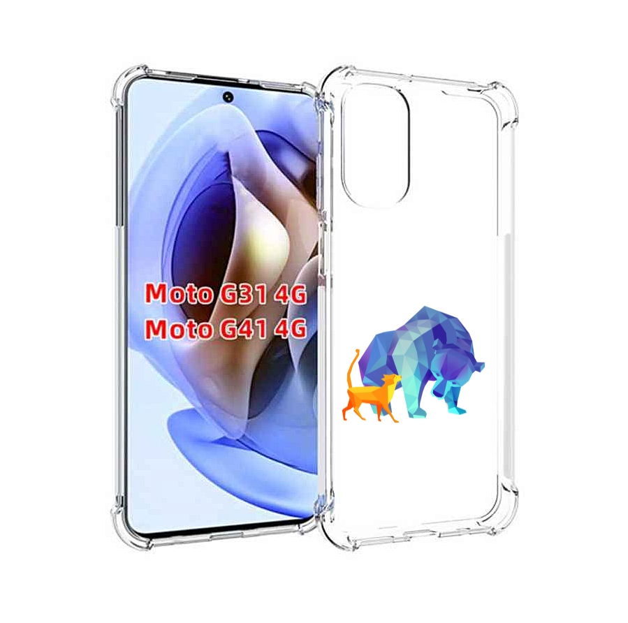 

Чехол MyPads Кот-и-медведь для Motorola Moto G31 4G / G41 4G, Прозрачный, Tocco