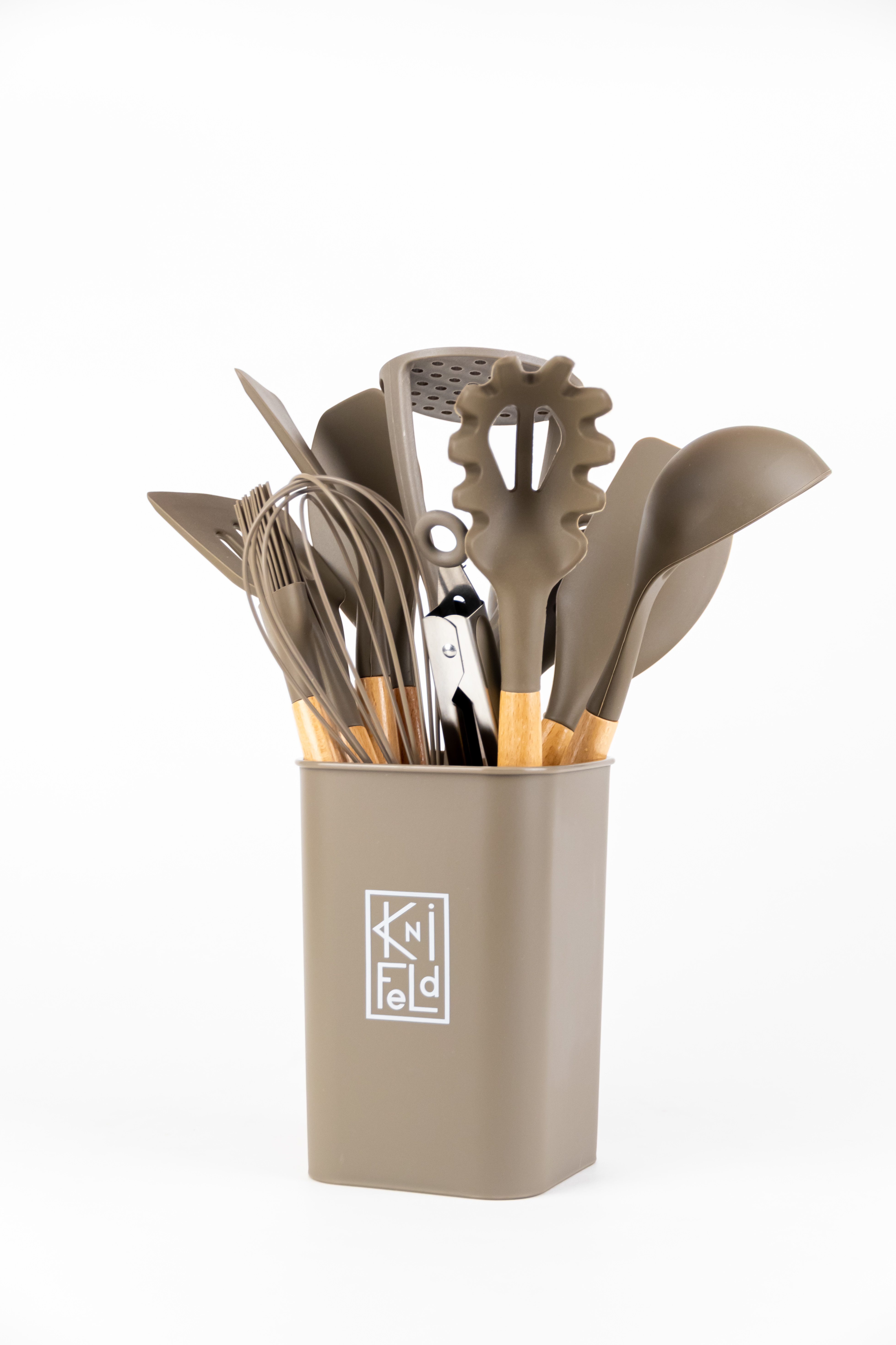 Набор кухонных принадлежностей Knifeld утварь для готовки и сервировки, коричневый