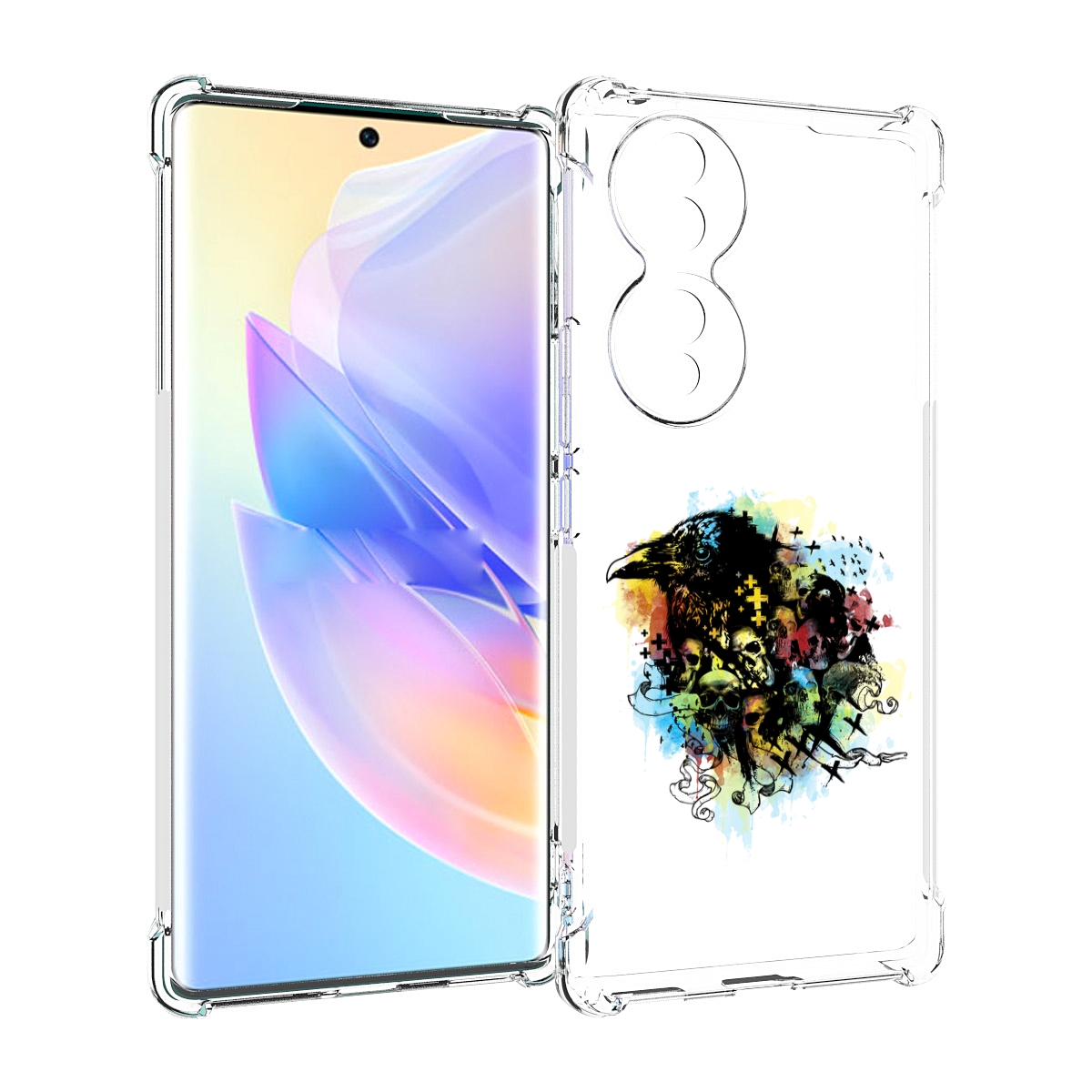 

Чехол MyPads ворон и черепа для Honor 70, Прозрачный, Tocco