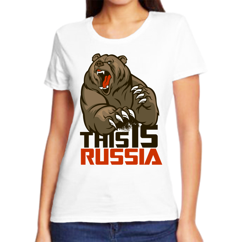 

Футболка женская белая 60 р-р с надписью Россия this is Russia, Белый, fzh_this_is_russia