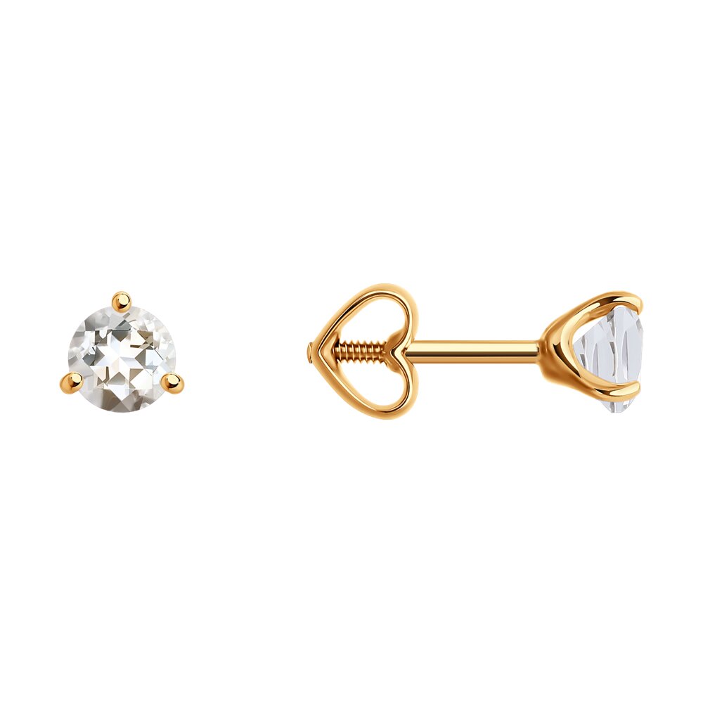 

Серьги-пусеты из красного золота с горным хрусталем Diamant 51-322-01944-7, 51-322-01944-7