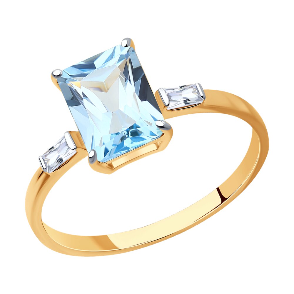 

Кольцо из золота р. 18,5 Diamant 31-310-01552-1, фианит\топаз, 31-310-01552-1