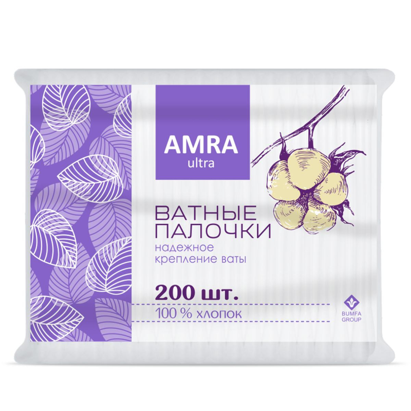 Ватные палочки Igrobeauty Amra в пакете, 200 шт