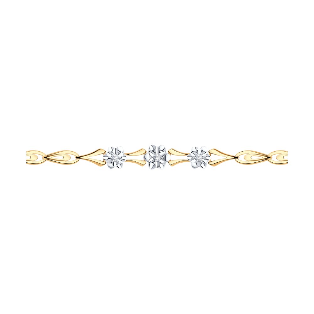 

Браслет из комбинированного золота р. 17,5 SOKOLOV Diamonds 1050095, бриллиант, 1050095