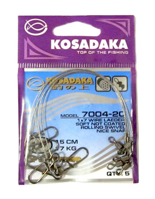 Kosadaka Поводок KOSADAKA CLASSIC 1x7 7004, упаковка 5шт (1х7;30 см; 28 кг; 5 шт)