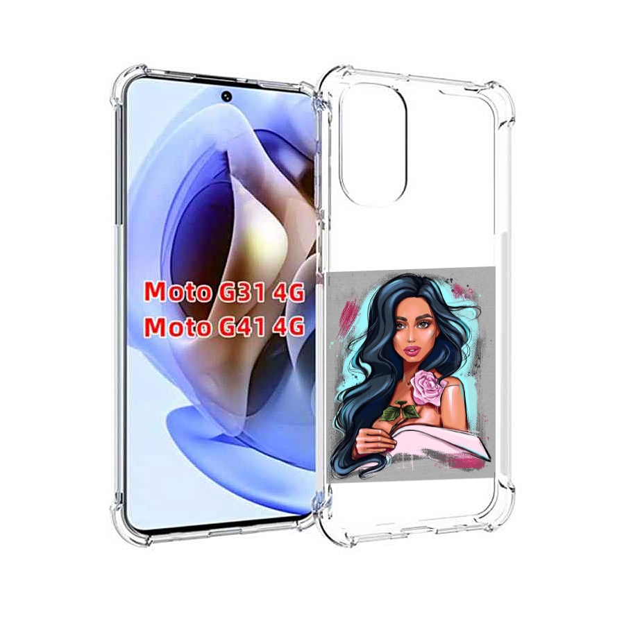 

Чехол MyPads Девушка-с-розовой-розочкой женский для Motorola Moto G31 4G / G41 4G, Прозрачный, Tocco
