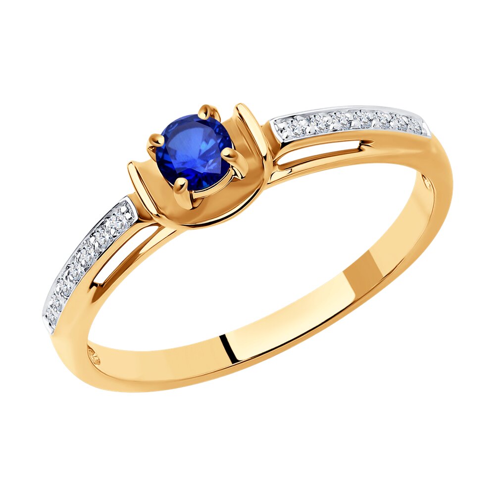

Кольцо из золота р. 19 SOKOLOV Diamonds 2011194, бриллиант\сапфир, 2011194