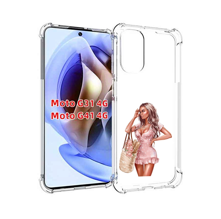 

Чехол MyPads Девушка-в-мини-платье женский для Motorola Moto G31 4G / G41 4G, Прозрачный, Tocco