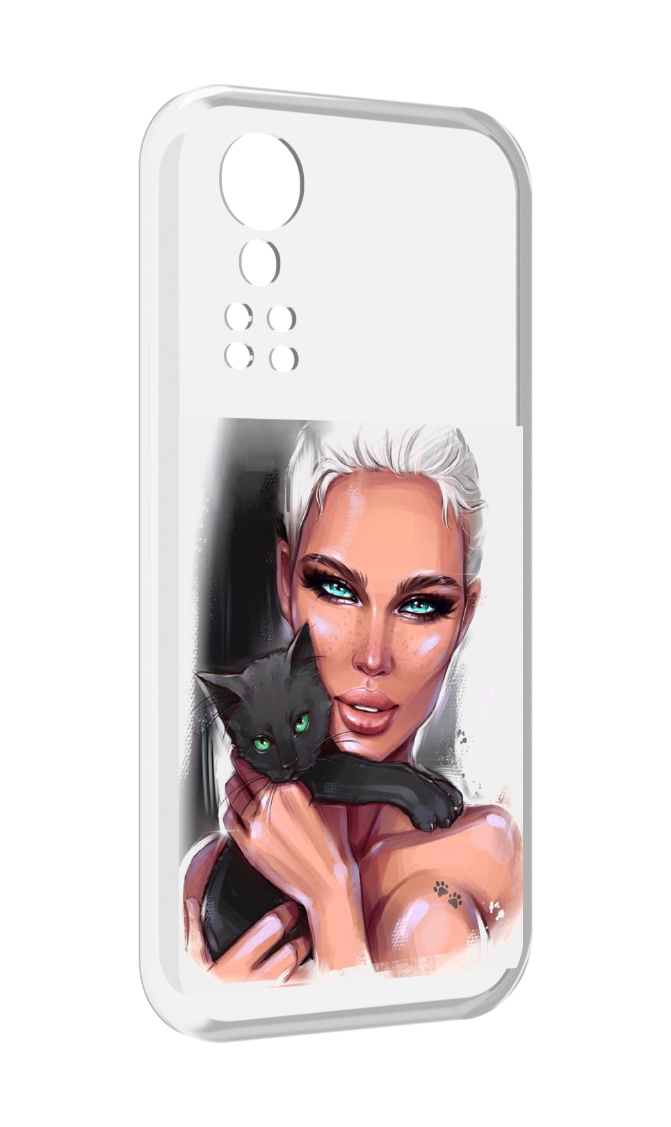 

Чехол MyPads девушка-с-черным-котиком женский для ZTE Axon 30 5G / Axon 30S, Прозрачный, Tocco