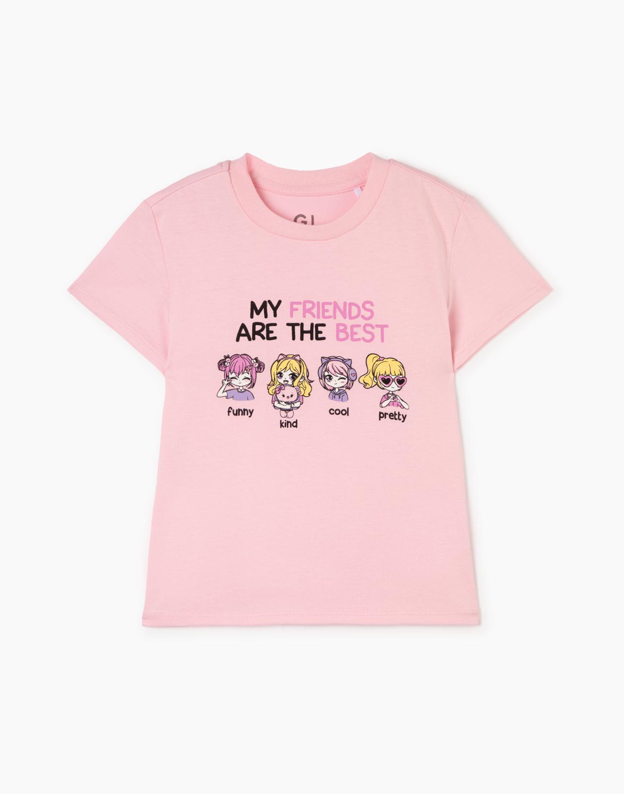 Светло-розовая футболка с принтом для девочки 3-4г/104