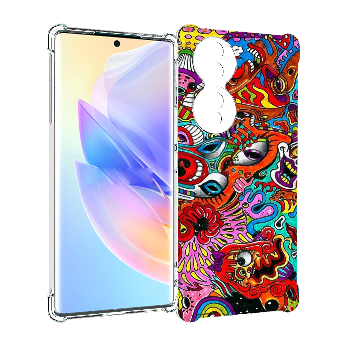 

Чехол MyPads разные абстракции яркие для Honor 70, Прозрачный, Tocco
