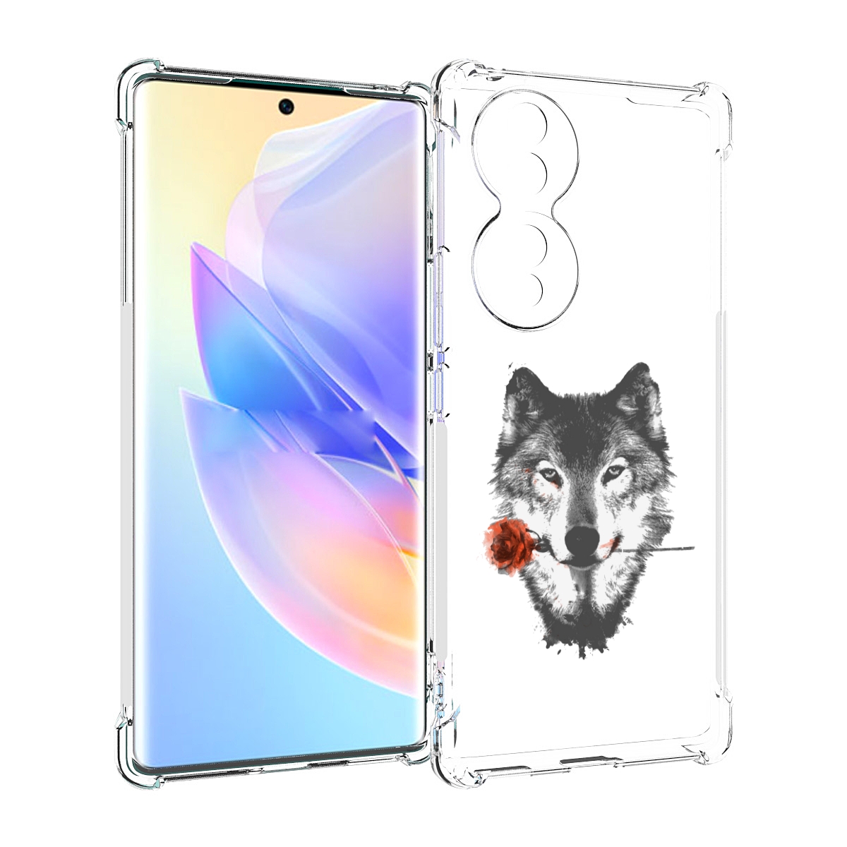 

Чехол MyPads волк с розой для Honor 70, Прозрачный, Tocco