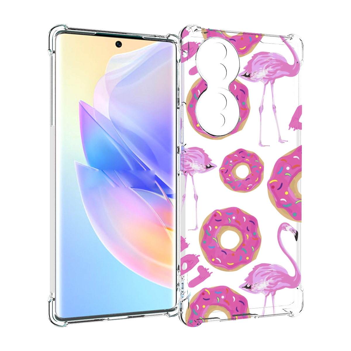 Чехол MyPads пончики-фламинго для Honor 70
