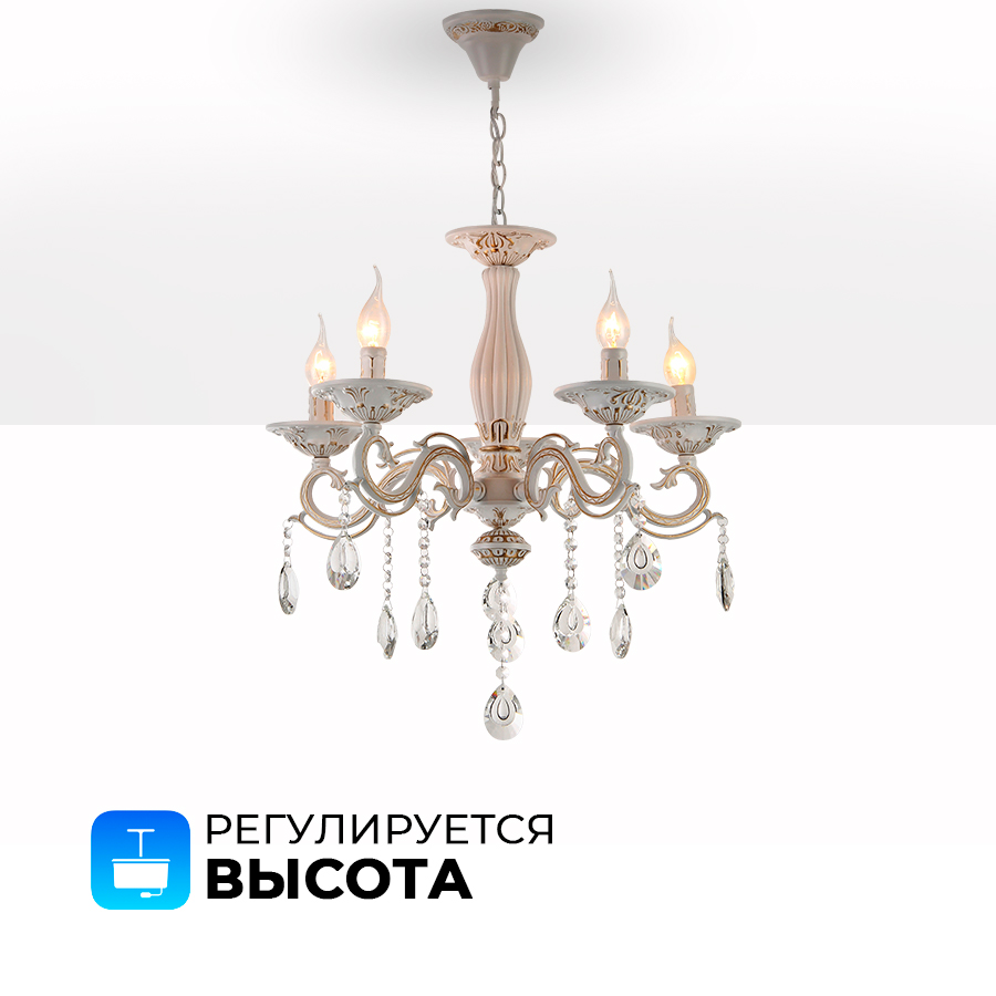 

Люстра потолочная Seven Fires WD3537/5H-WG-CL, 5 ламп белый, NEREZZA