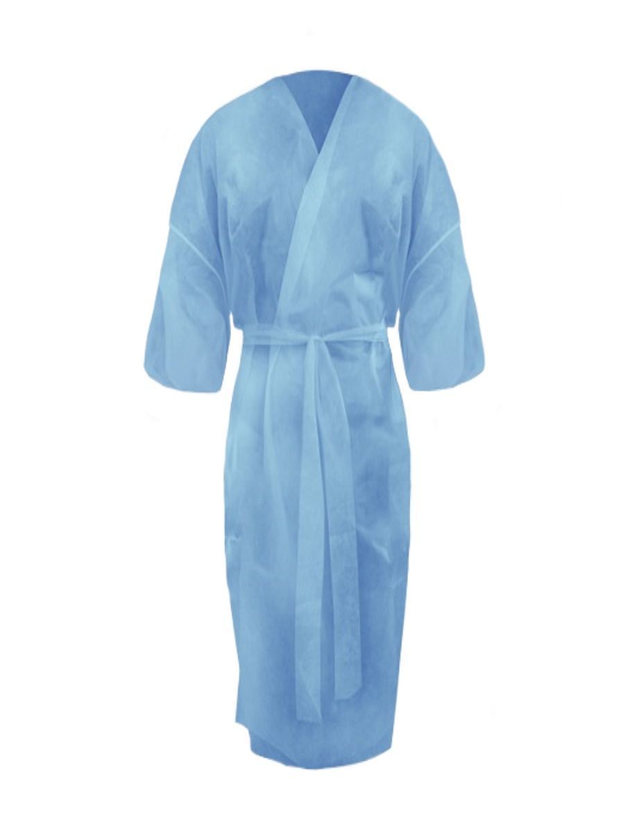 фото Халат одноразовый кимоно с рукавами смс люкс голубой 5 шт. 1-touch