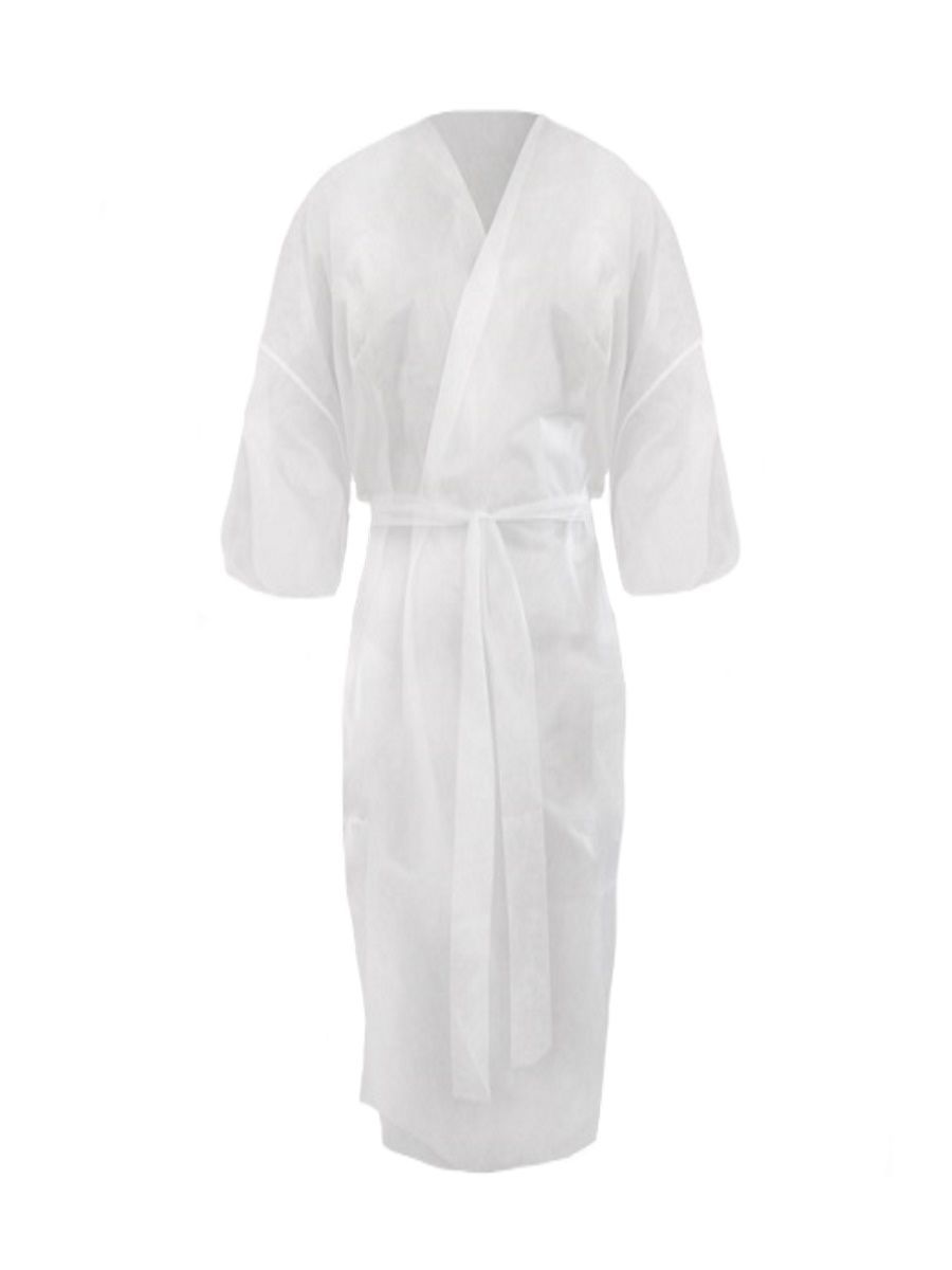 фото Халат одноразовый кимоно с рукавами смс люкс белый 5 шт. 1-touch