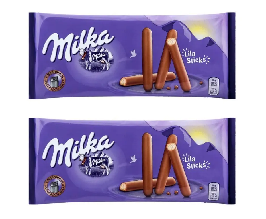 Печенье Milka Lila Sticks, 112 г х 2 шт