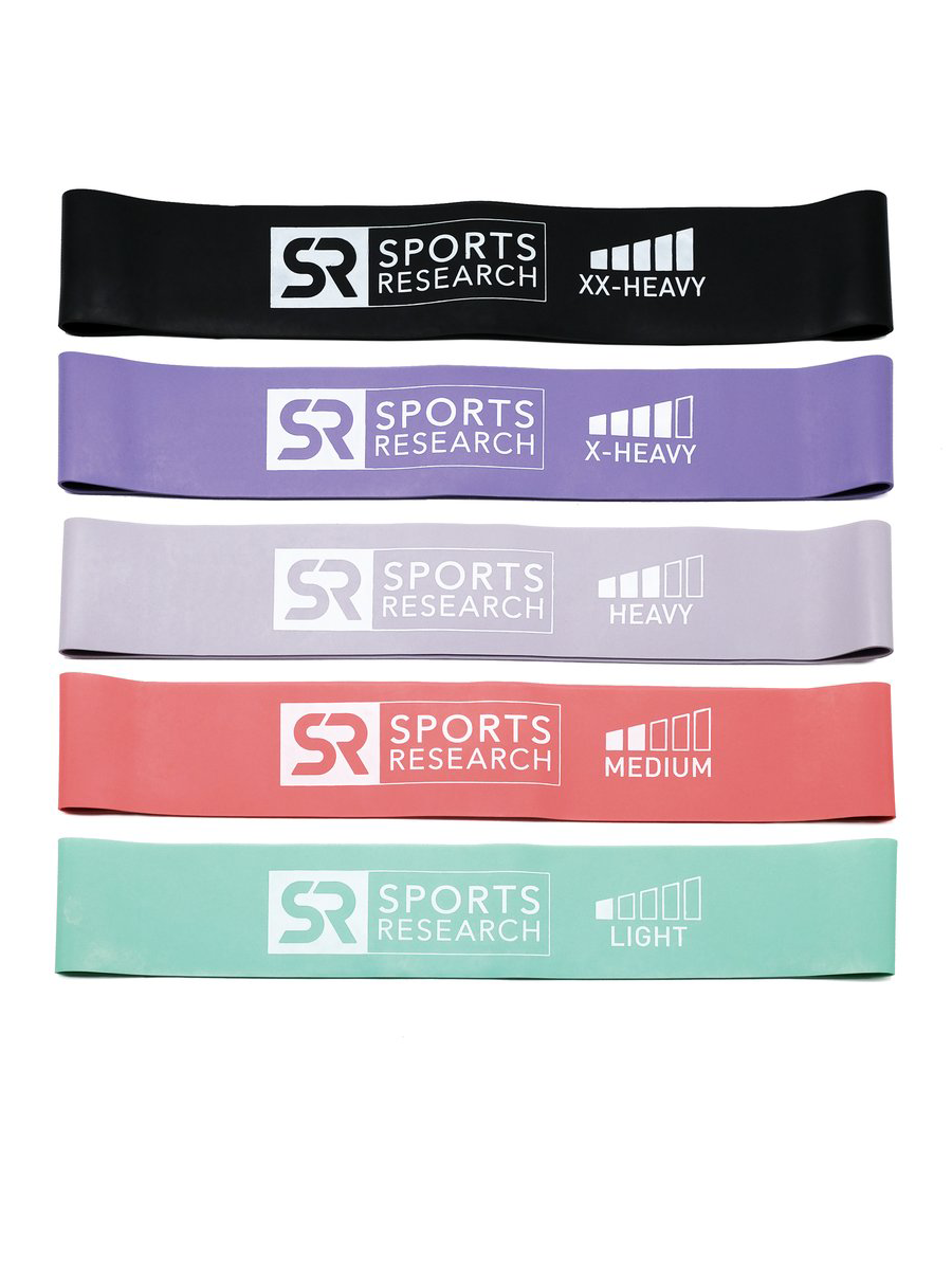 Набор эспандеров Sports Research SSSwt0017 черный/фиолетовый/серый/красный/зеленый, 5 шт.