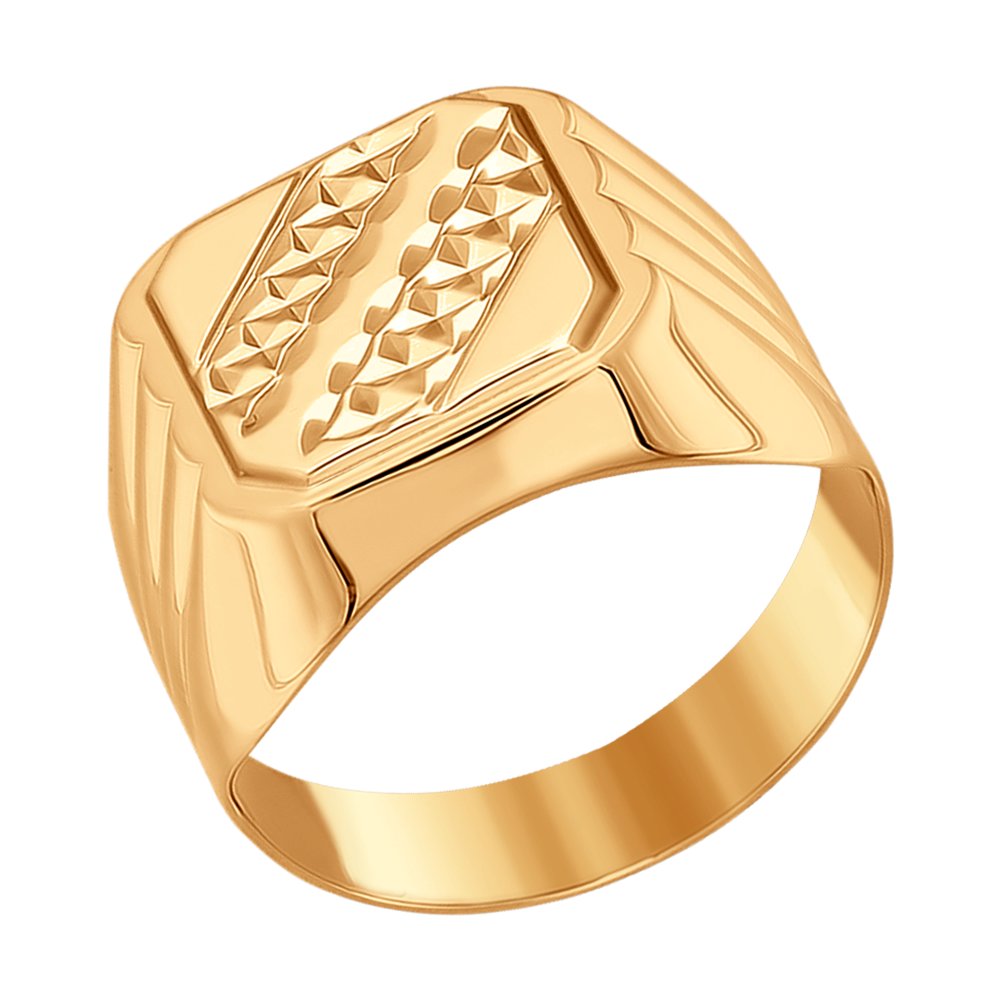 Кольцо печатка из красного золота р. 18 SOKOLOV 011245-4