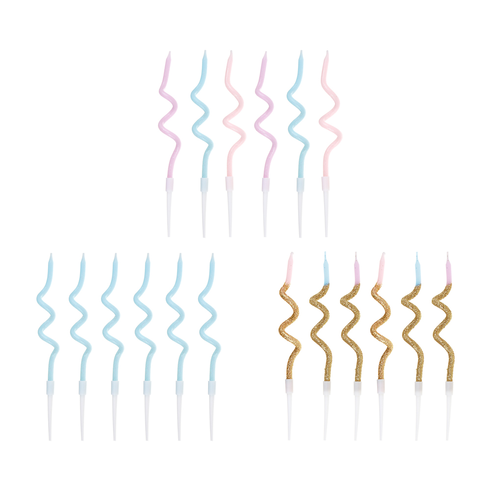 Набор свечей для торта FNtastic, витых, с глиттером, 24 набора